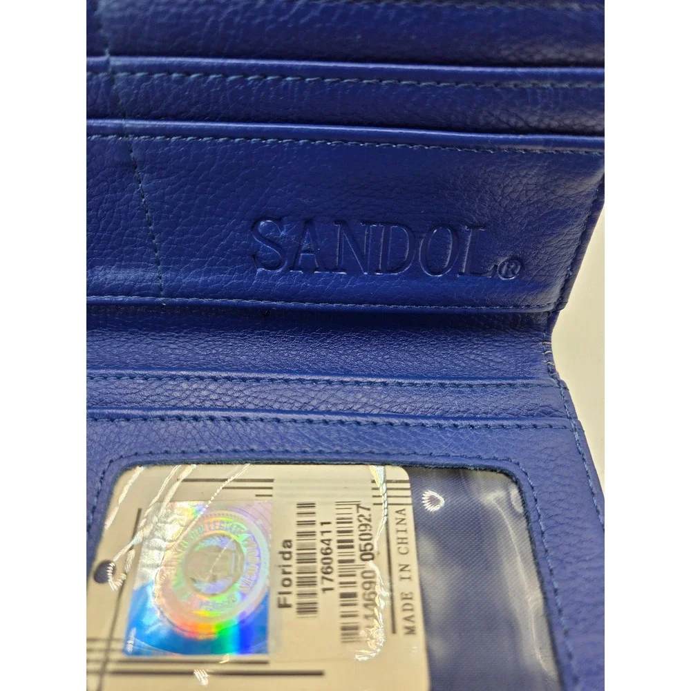 Sandol Florida Gators Royal Blue Pebbled Vegan Leather Continental Wallet NEW